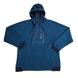 Under Armour Men's 2XL Hoodie Sweatshirt Gym Run Blue Black Unstoppable